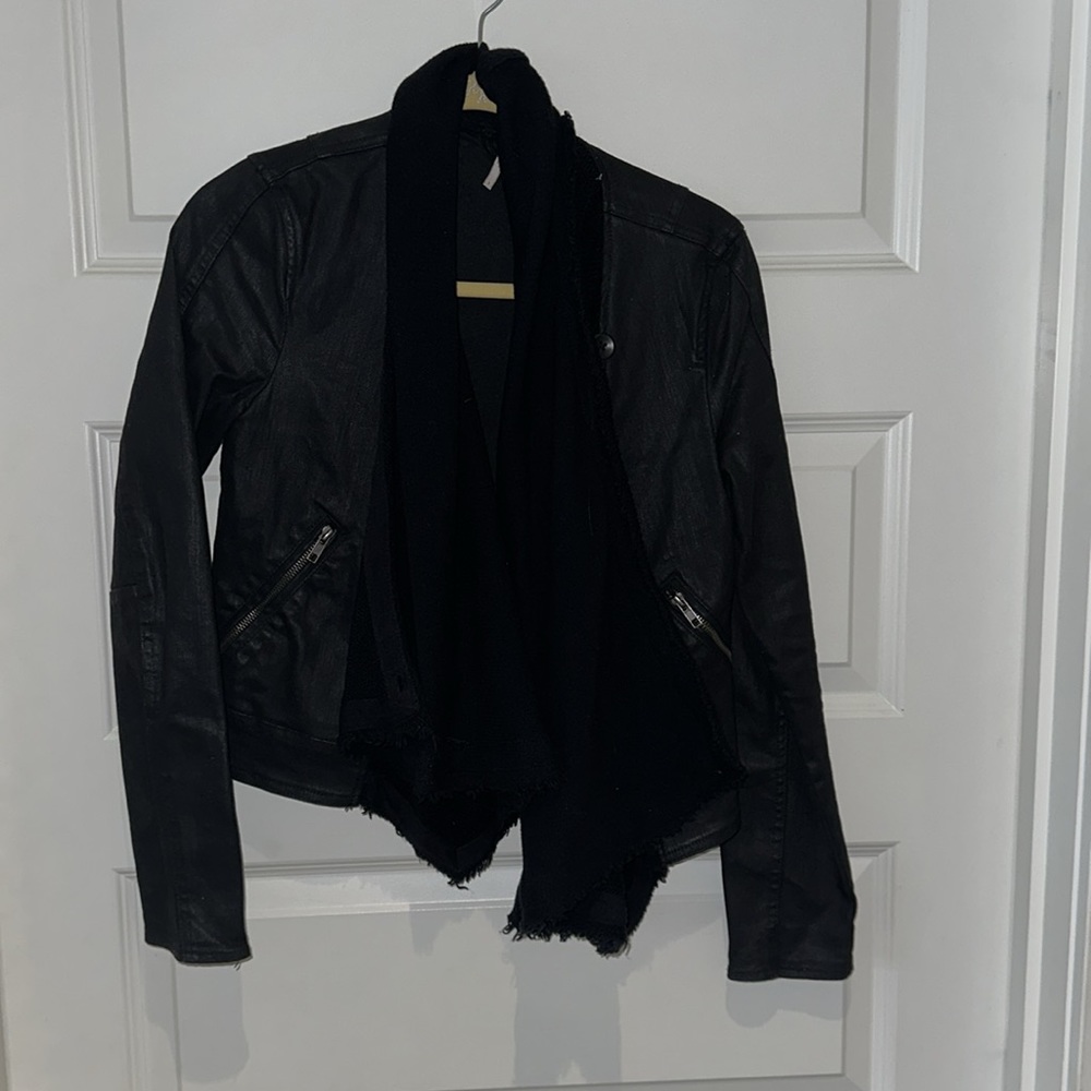 Free People Coated Draped Denim Jacket